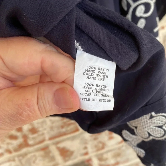 Monoreno Black Oversized Embroidered Boho Handkerchief Sleeve Blouse - Picture 10 of 10